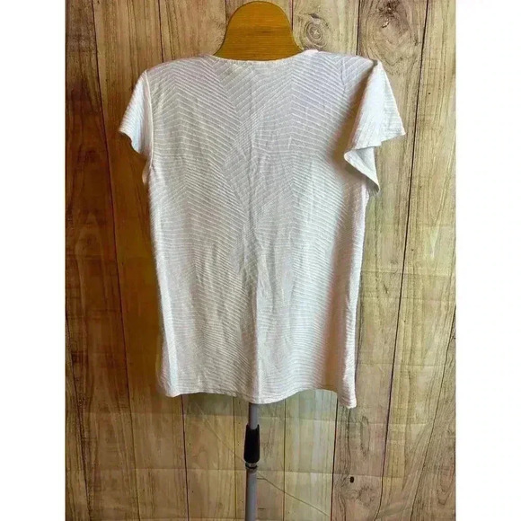 Rose + Olive Ruffle Sleeve Textured V-Neck Blouse Top Blush Pink Women's Size S - Picture 7 of 9